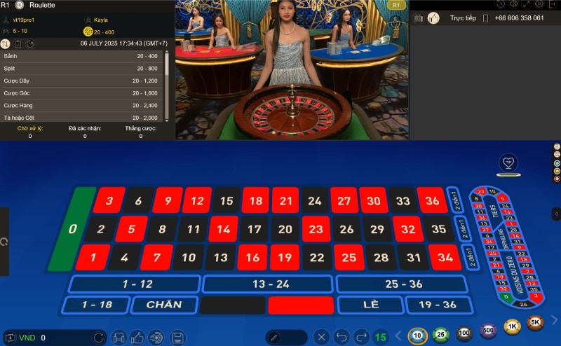 Roulette livestream W88